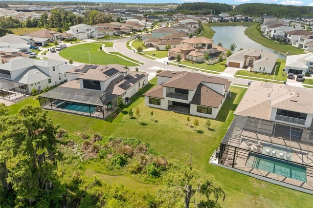 bird's eye view featuring a water view