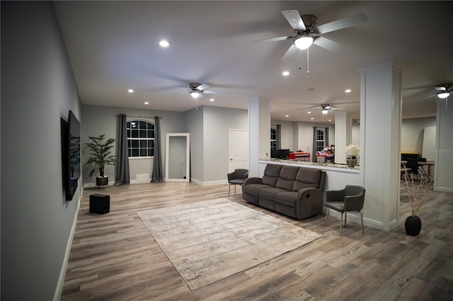 living room featuring light hardwood / wood-style flooring