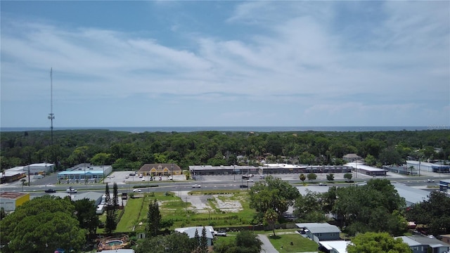 birds eye view of property with a forest view