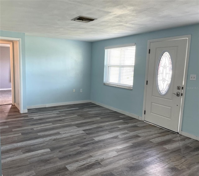 foyer entrance with dark wood-type flooring