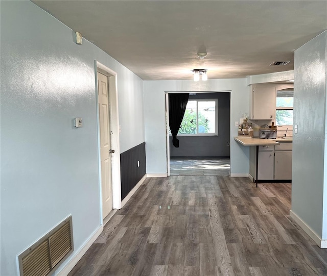 kitchen with dark wood-type flooring