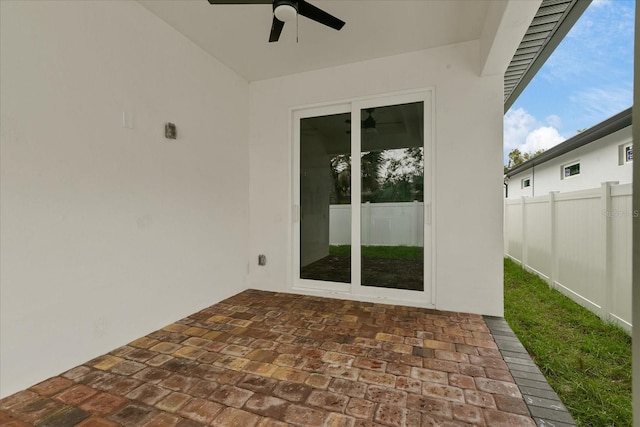 view of patio with ceiling fan