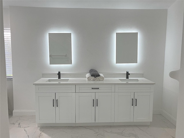 5308 Cedarshake Ln, Valrico, FL 33596 - full bath with marble finish floor, baseboards, and a sink