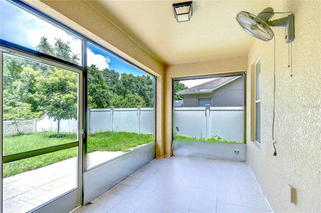 view of unfurnished sunroom