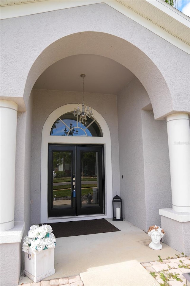 property entrance with french doors