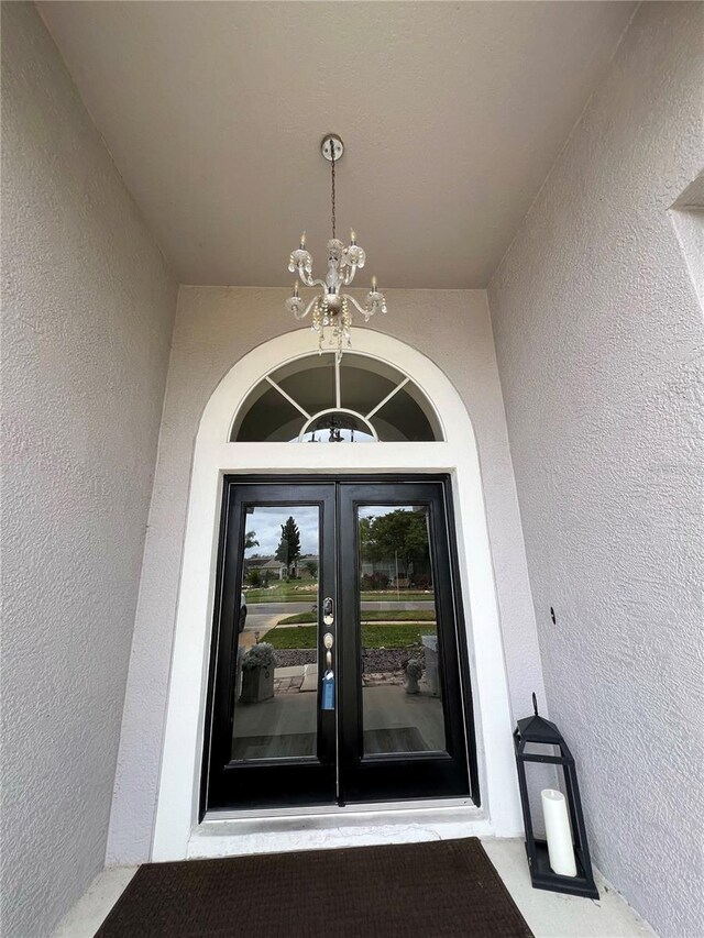 doorway to property with french doors