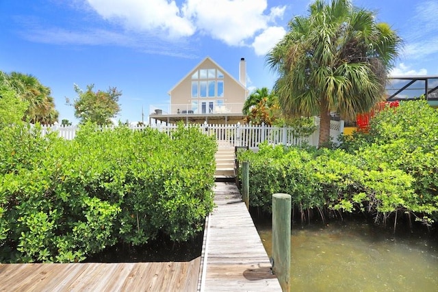 dock area featuring a water view