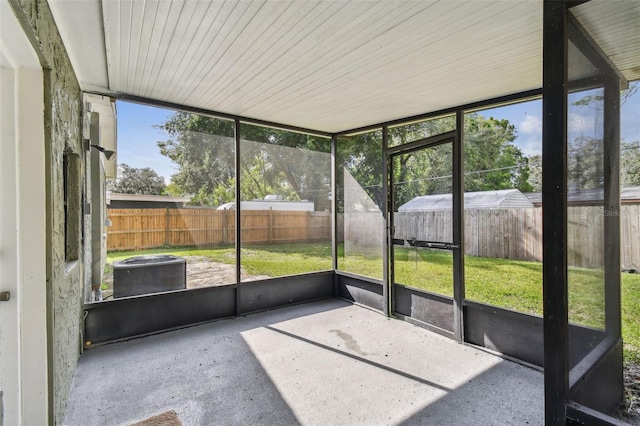 view of unfurnished sunroom