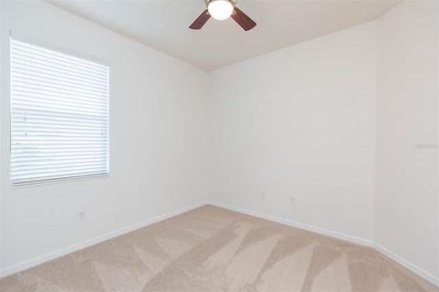 spare room with ceiling fan and carpet floors