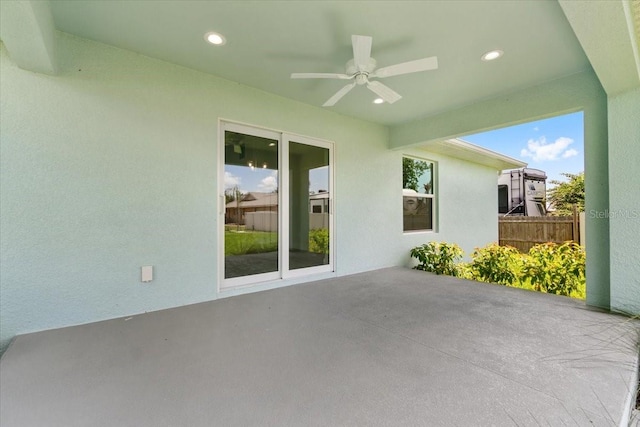 view of patio with ceiling fan