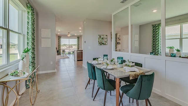 4067 NW 44th Cir, Ocala, FL 34482 - dining room featuring baseboards, light tile patterned floors, a ceiling fan, and recessed lighting