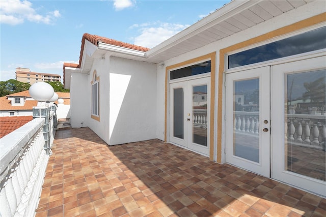 view of patio featuring french doors