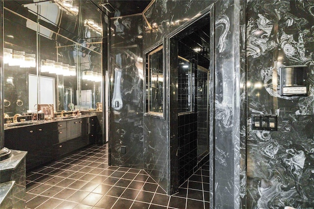 bathroom featuring vanity and tile patterned floors