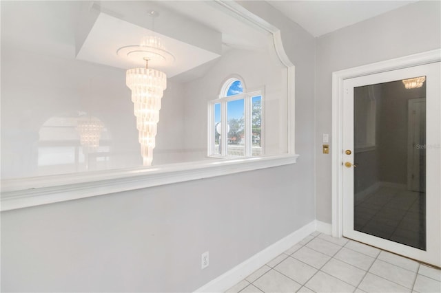 interior space featuring an inviting chandelier