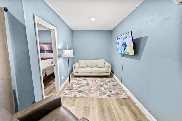 sitting room featuring wood-type flooring