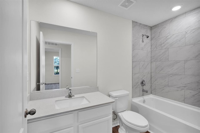 48 Prattwood Ln, Palm Coast, FL 32164 - full bathroom featuring toilet, shower / bathtub combination, vanity, and visible vents