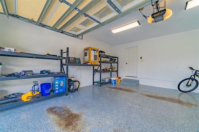 garage with a garage door opener