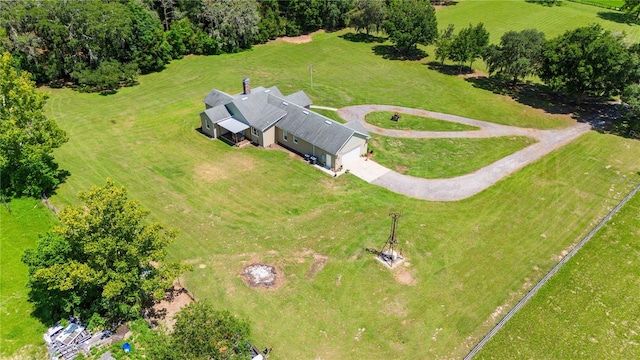drone / aerial view with a rural view