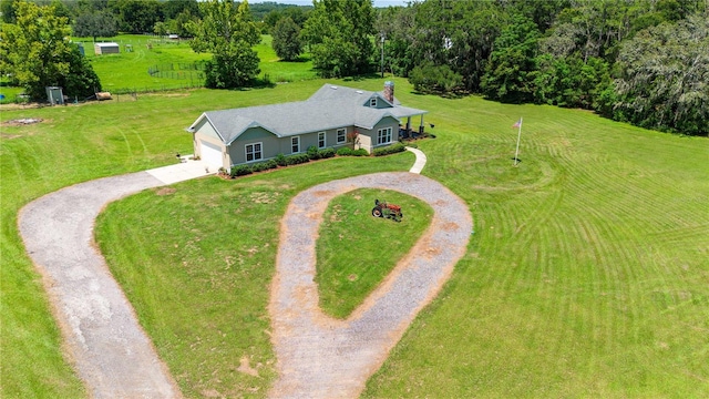 aerial view with a rural view