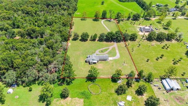 drone / aerial view with a rural view