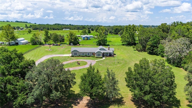 drone / aerial view with a rural view