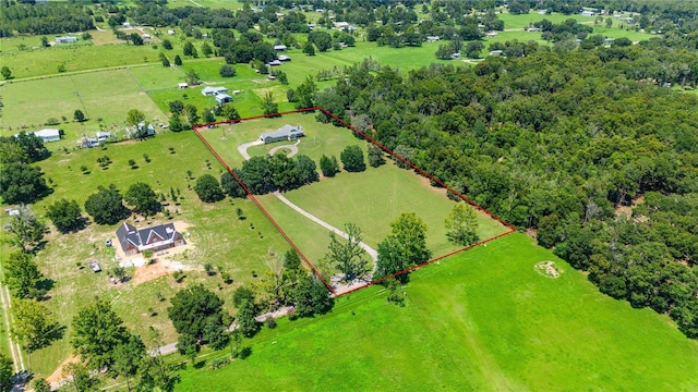 aerial view featuring a rural view