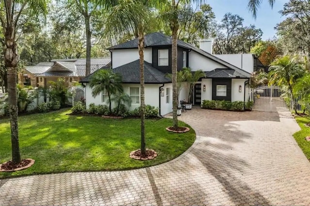 view of front of house featuring a front lawn