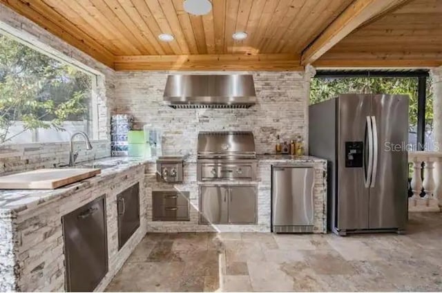 view of patio / terrace with grilling area, area for grilling, and sink