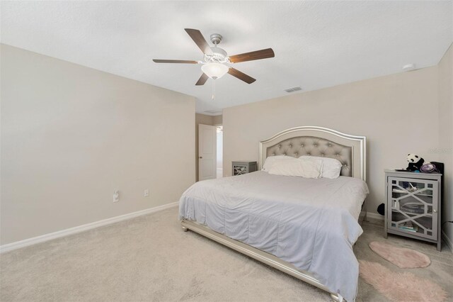 bedroom featuring carpet flooring and ceiling fan