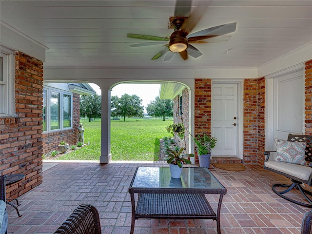 view of patio / terrace with ceiling fan