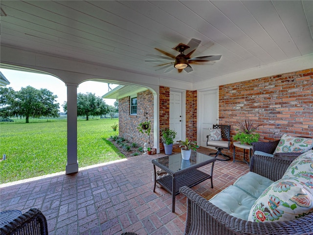 view of patio / terrace with ceiling fan