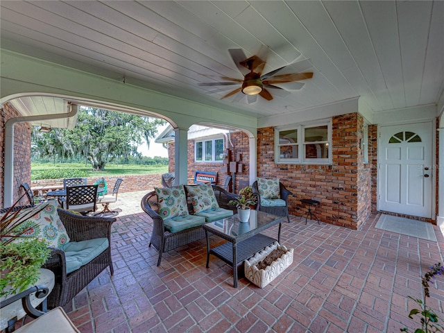 view of patio / terrace with an outdoor hangout area and ceiling fan