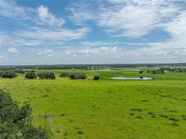 drone / aerial view featuring a rural view and a water view