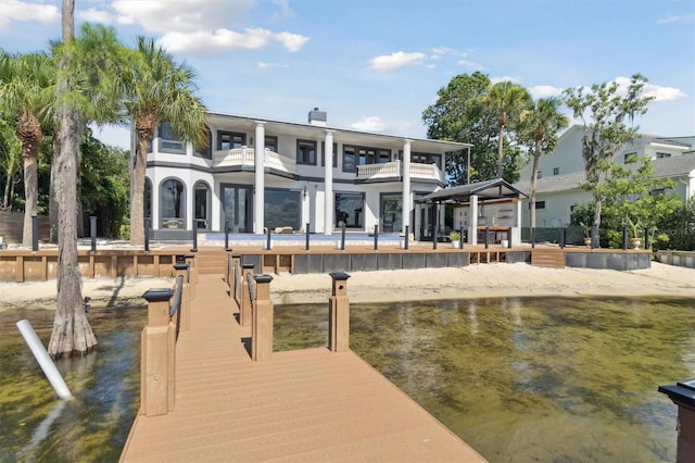 dock area with a balcony