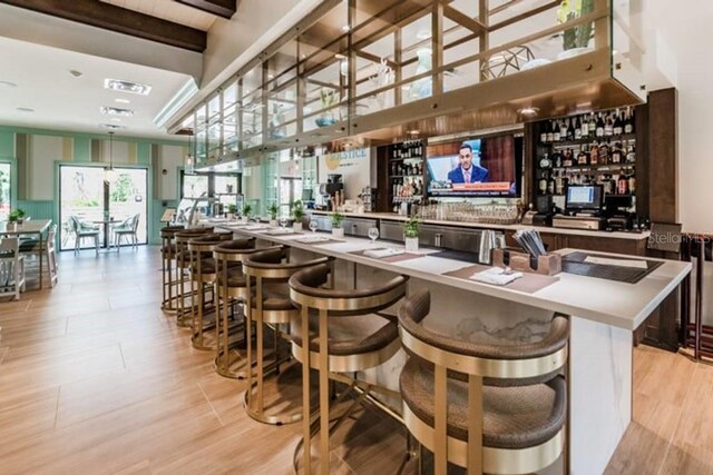 bar with a towering ceiling