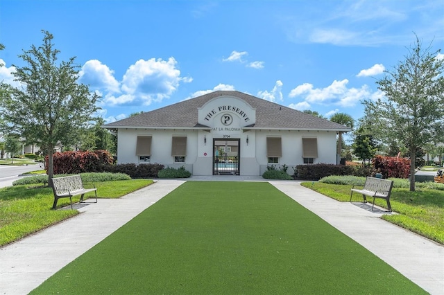 exterior space with a lawn