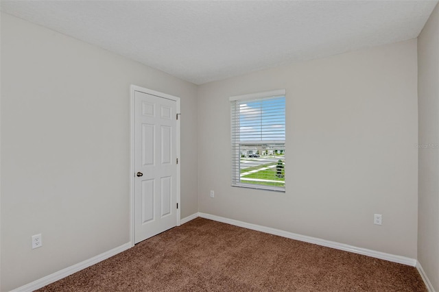 unfurnished room with carpet and a textured ceiling