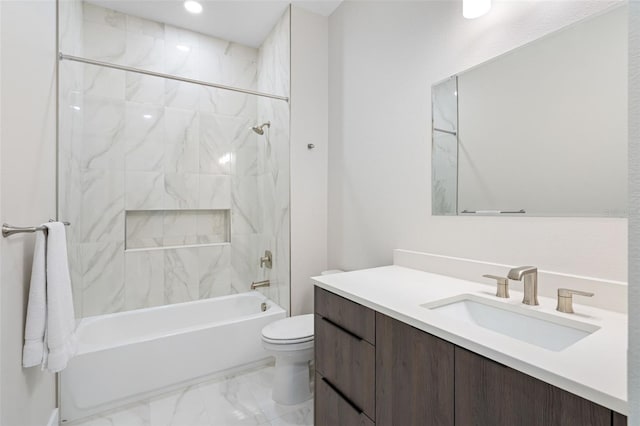 full bathroom with vanity, toilet, and shower / bath combination