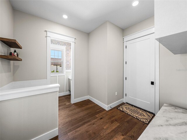 interior space featuring dark wood-type flooring