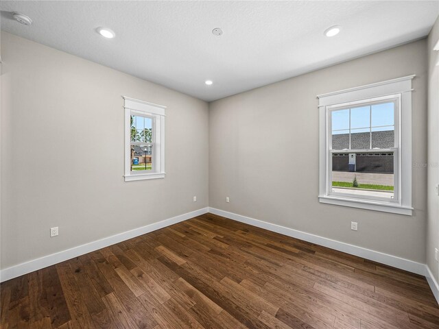 unfurnished room with wood-type flooring and a wealth of natural light