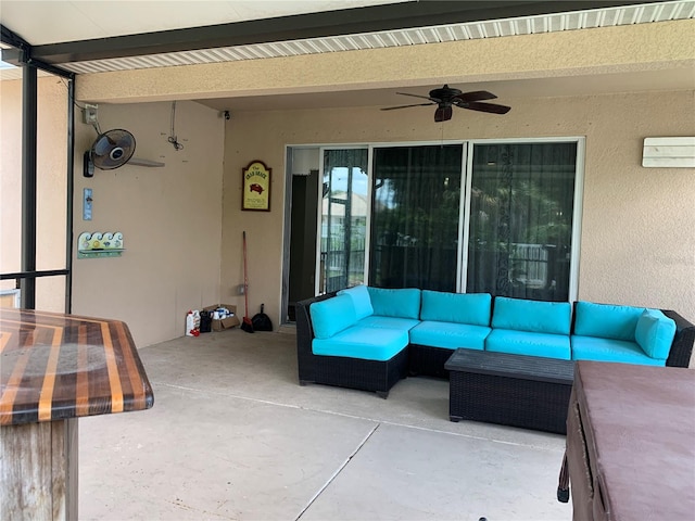 view of patio / terrace featuring an outdoor living space and ceiling fan