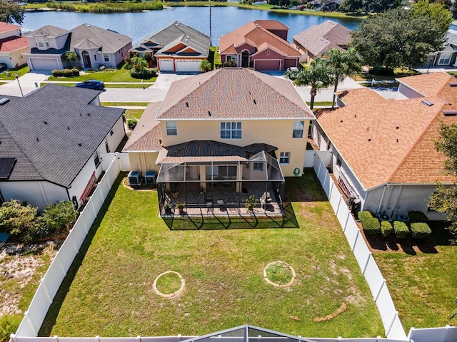 bird's eye view featuring a water view