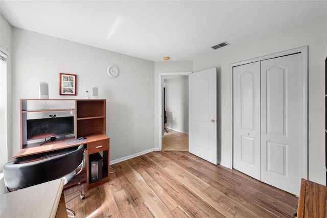 office area featuring light wood-type flooring