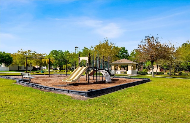 view of play area with a lawn