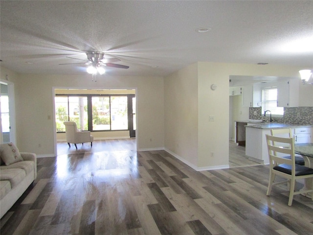 2501 Lonigan Pl, Sun City Center, FL 33573 - living area featuring light wood finished floors, plenty of natural light, a ceiling fan, and baseboards