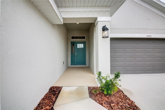 property entrance featuring a garage