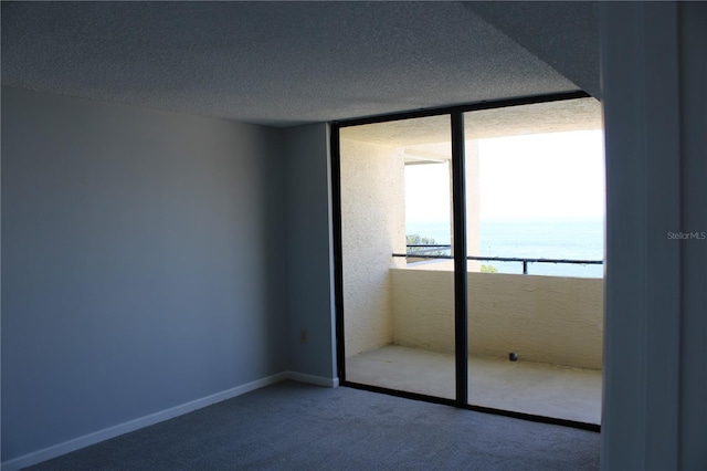 unfurnished bedroom featuring a closet, carpet flooring, and a textured ceiling