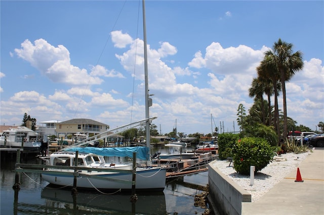 dock area featuring a water view