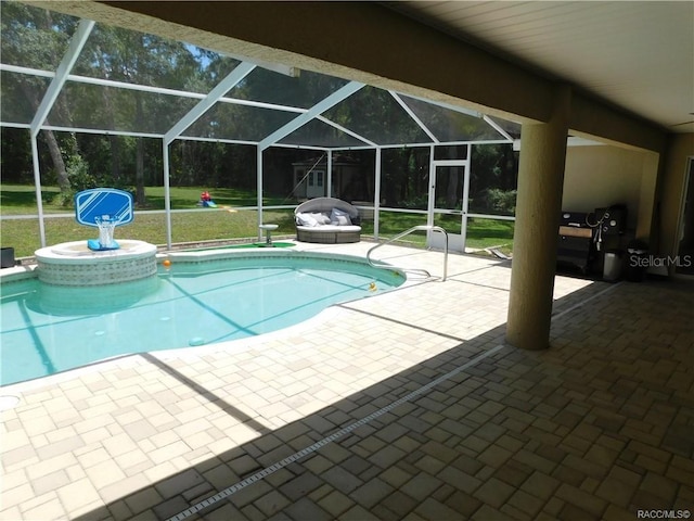 1874 W Pearson St, Hernando, FL 34442 - view of pool with a patio area and glass enclosure