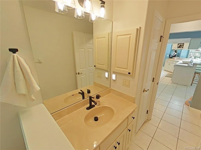 1874 W Pearson St, Hernando, FL 34442 - bathroom featuring tile patterned flooring, vanity, and a notable chandelier